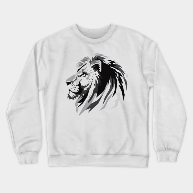 Lion Head greyscale T-shirt Crewneck Sweatshirt by Mulyadi Walet